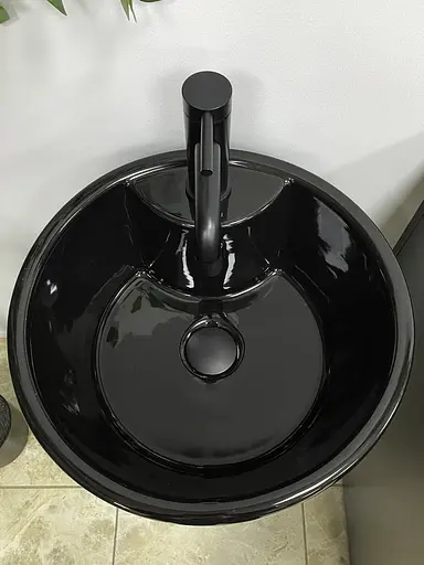 Умивальник підлоговий VBI Bolonia чорний глянцевий VBI-019018, Чорний - фото 3