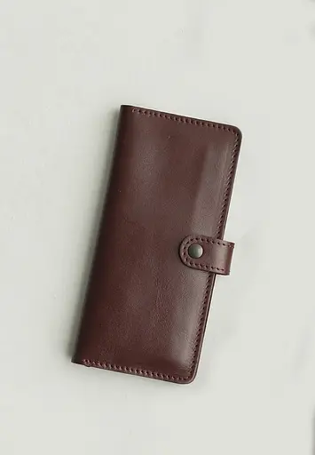 Кожаное женское портмоне 7.0 бордовое. - фото 1