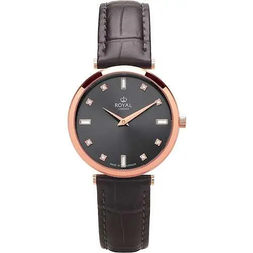 Женские водонепроницаемые наручные часы Royal London 21477-05 кварцевые с кожаным ремешком