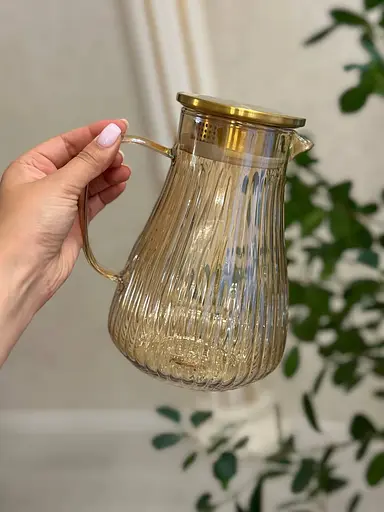Кувшин Vittora Hola VT-5904-1500 стеклянный с крышкой из стали Золотистый 1500 мл - фото 4