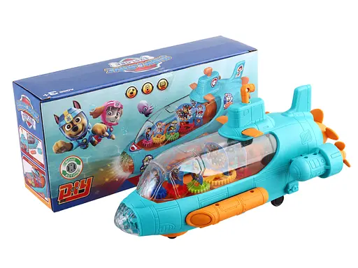 Музична субмарина з підсвічуванням, мелодія, проєкція, колесо вільного ходу, шестерні обертаються, наліпки 286-41