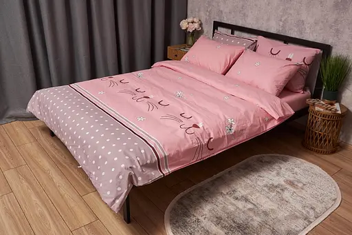 Комплект постільної білизни Moon&Star Бязь Gold Люкс Hares King Size 220x240 наволочки 4х70х70 - фото 1