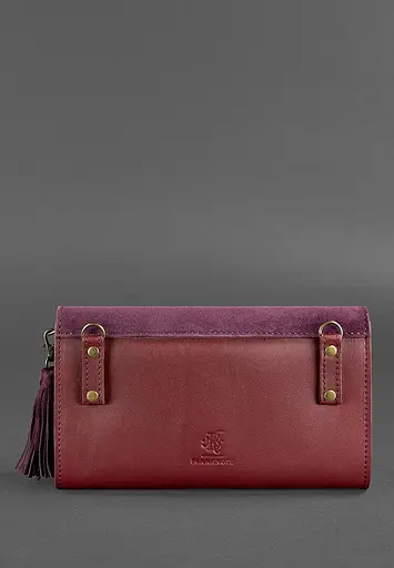 Жіноча шкіряна сумка Еліс бордова Велюр Krast - фото 5