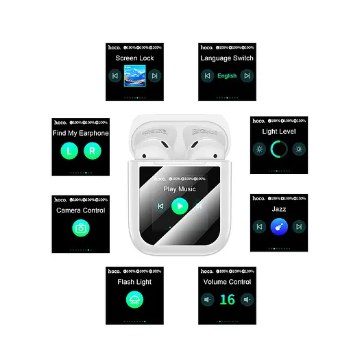 Бездротові TWS навушники Hoco EW80 Magnificent with Touch Screen White - фото 7