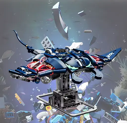 Конструктор скат MJI механічний двосторонній  риба  живий світ  966 деталей - фото 7