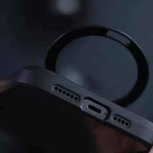 TPU+PC чохол Metal Buttons with MagSafe Carbon Ring для Apple iPhone 16 Pro (6.3) Чорний - фото 6