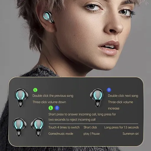 Ігрові бездротові навушники Bluetooth TWS X1 із зарядним кейсом, індикатором заряду і LED підсвічуванням - фото 9