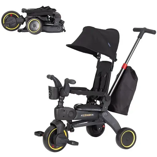 Велосипед трехколесный Tilly COMBI T-392 BLACK /1/ - фото 1