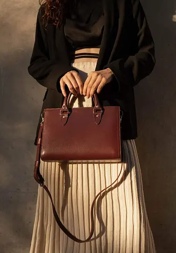 Жіноча шкіряна сумка Fancy бордова краст - фото 5