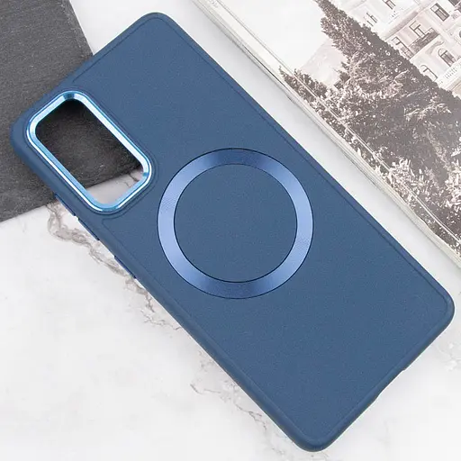 Чехол Epik TPU Bonbon Metal Style with MagSafe для Samsung Galaxy A55 Синий/Cosmos Blue - фото 4