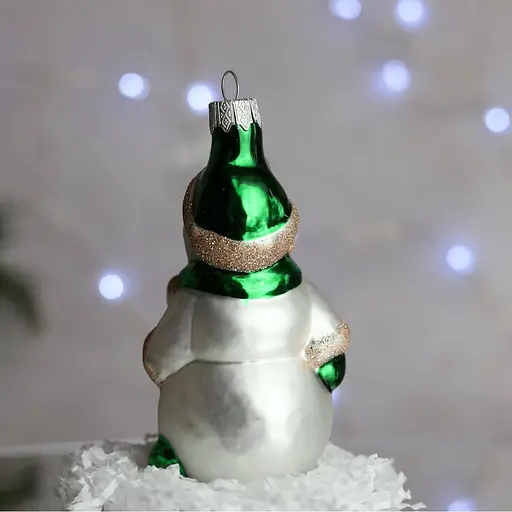 Ялинкова прикраса Санта Шоп Кольоровий сніговик зелений скло (4820001155501) - фото 4