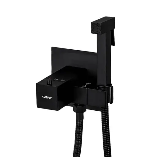 Набір гігієнічного душу прихованого монтажу Gappo G7207-60 з термостатом, чорний, Чорний матовий - фото 1