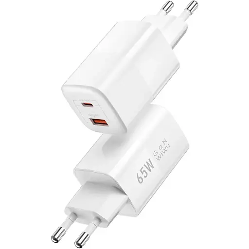 Мережевий зарядний пристрій Wiwu Wi-U012 65W PD QC wall charger EU Plug Білий - фото 1