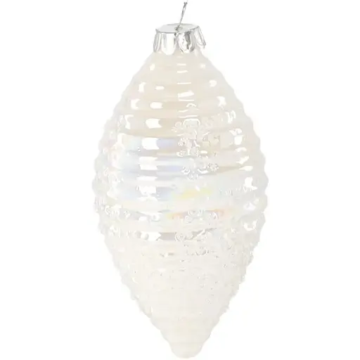 Елочное украшение Chomik стеклянное белый перламутр овал горизонталь 8 см (BOZ4471)