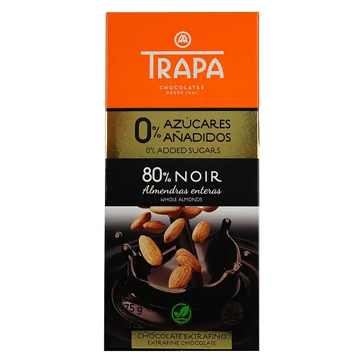 Шоколад Trapa Intenso черный с миндалем 175 г