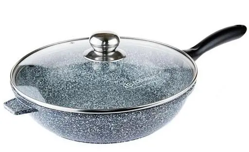 Сковорода глубокая Edenberg EB-8021 2.3 л гранитное покрытие со стеклянной крышкой 24 см - фото 1