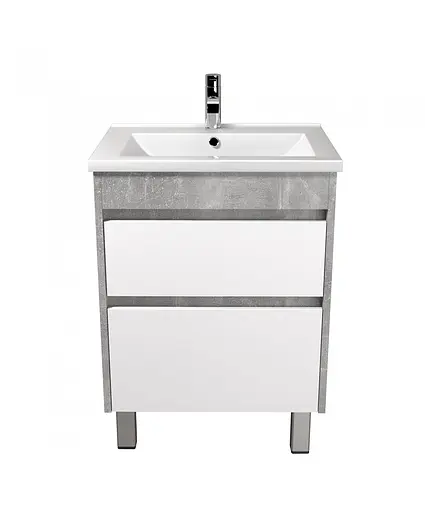 Тумба Мойдодир Polo Loft 60-U з умивальником Cosmo 60 бетон з білим Сірий - фото 8