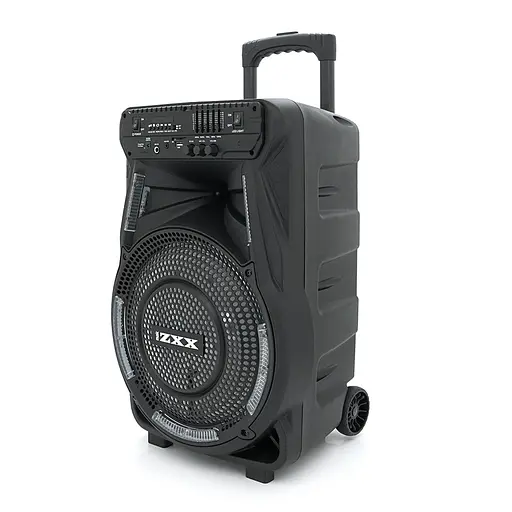 Потужна акустична система з підсвічуванням ZXX - 7373, 400W, Дротовий мікрофон, вбудований акум 12В 7А, живлення 220в, Black, Box - фото 3