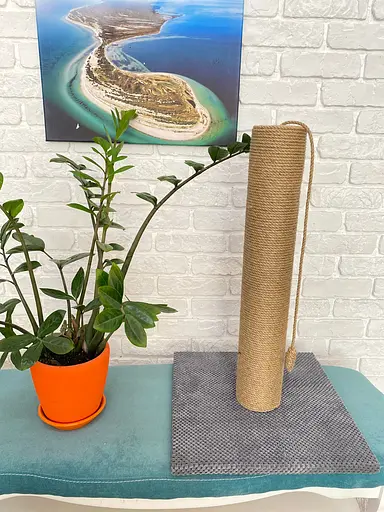 Когтеточка с широким столбиком для кота 65*40*40 см Серый - фото 3