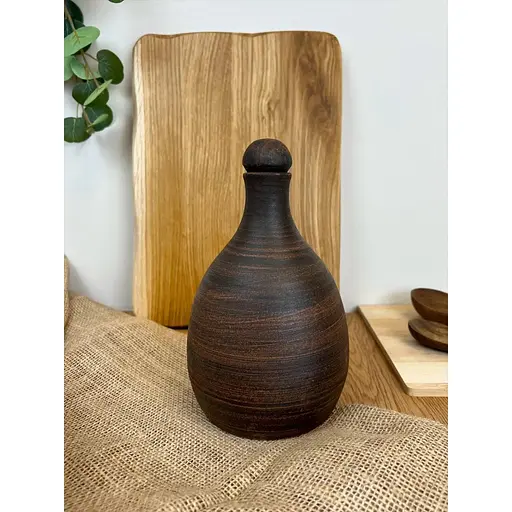 Пляшка 1 літр керамічна (глиняна) без ручки гладка