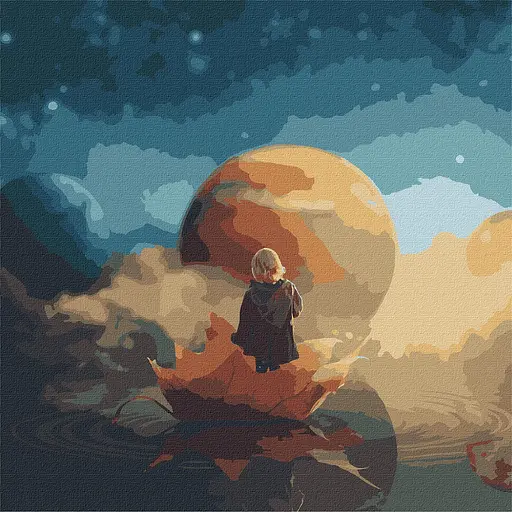 Набор для росписи по номерам Космическая прогулка с красками металлик, 50x50 см, КНО9547