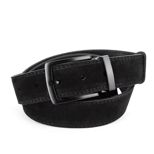 Ремень мужской замшевый со строчкой НС-3423 (120 см) черный - фото 1