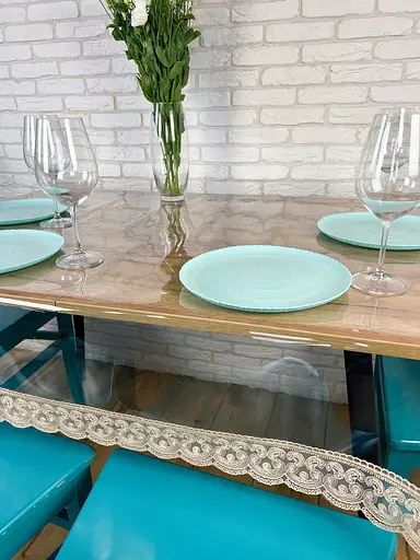 Силіконова скатертина з бежевим мереживом Арка 7 см 180х150 см - фото 6