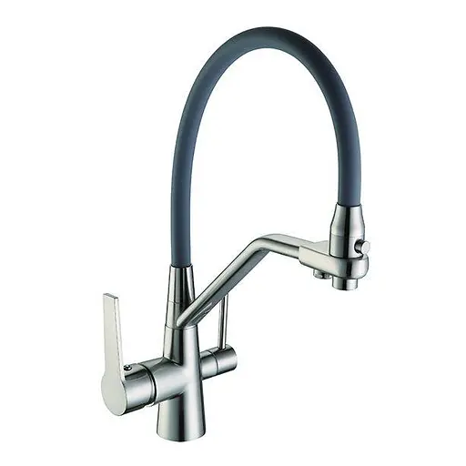 Змішувач для кухні на дві води Frap F4374-5 сатин/сірий Хром матовий - фото 1