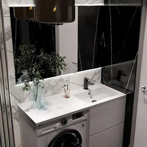 Набір для ванної кімнати Adamant раковина умивальник FLATE 120R штучний камінь прямокутна з сифоном Click-Clack + змішувач - фото 2