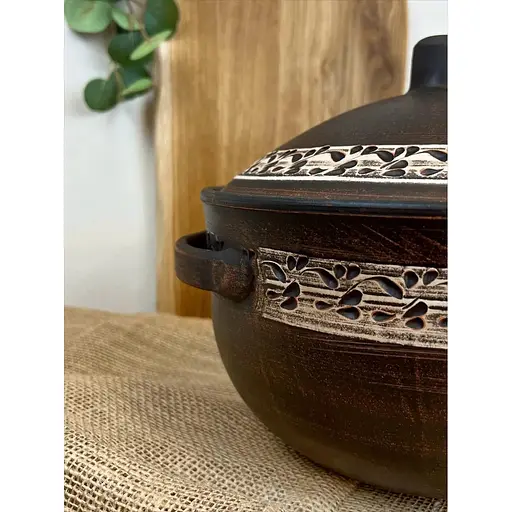 Супник 4 літра керамічний (глиняний) різьблений   - фото 6