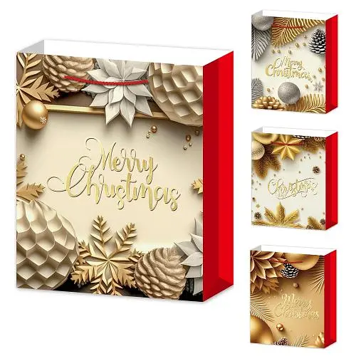 Пакет новорічний паперовий S Merry Christmas, 18x23x10 см, 6 шт. в упаковці, R96637-S