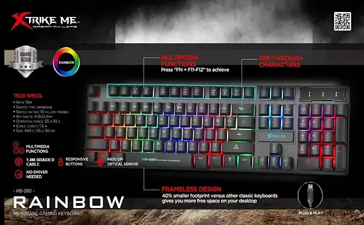 Клавиатура ведущая Xtrike Me KB-280 EN/UA с подсветкой - фото 3