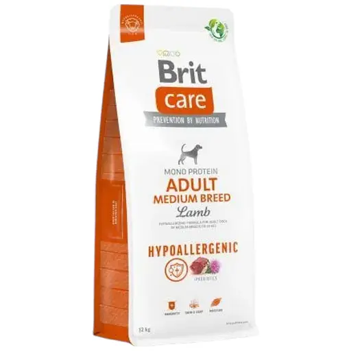 Сухой корм Brit Care Dog Hypoallergenic Adult Medium Breed для собак средних пород, гипоаллергенный с ягненком, 12 кг - фото 1
