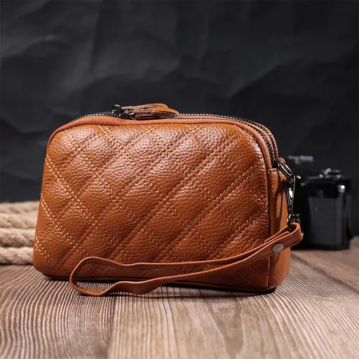 Женская сумка Vintage прошита ромбами на лицевой стороне из натуральной кожи 19.5х12.5х7 см sum0027021 - фото 10