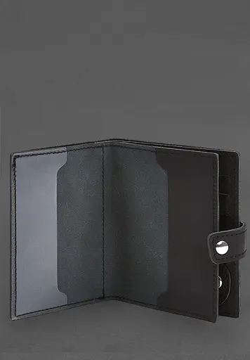 Кожаная обложка-портмоне для военного билета с карманом для жетона 15.1 Черная - фото 3