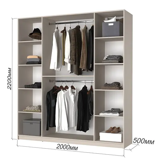 Шафа 4-дверна з антресоллю MebelStar Оскар ДСП BL-B, додаткова штанга 200x52x260 см Антрацит (MBS-5060) - фото 3