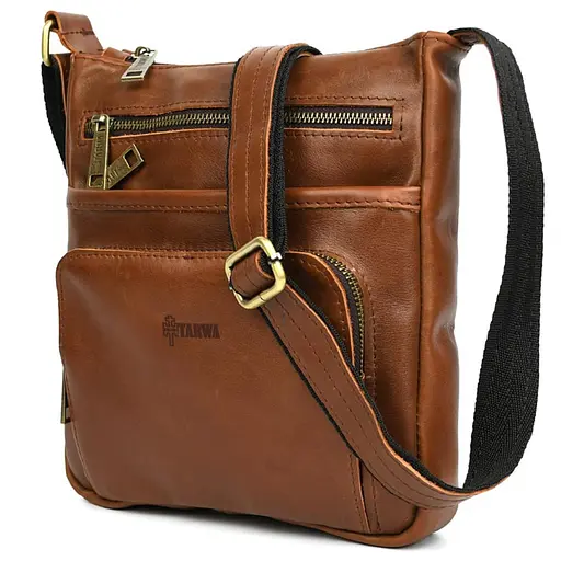 Мужская кожаная сумка мессенджер TARWA 22х25.5х3.5 см sum0028184 - фото 7