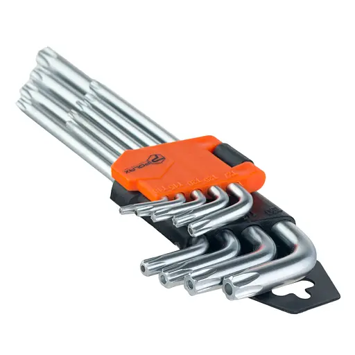 Набір шестигранних TORX ключів Polax Г-подібних подовжених, 9 предметів, Т10-Т50, Cr-V (25-008) - фото 4