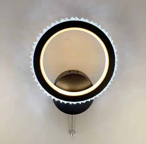 Світлодіодне бра у чорному кольорі корпусу з вимикачем на корпусі Line F Арт. 77072-1S BK - фото 3