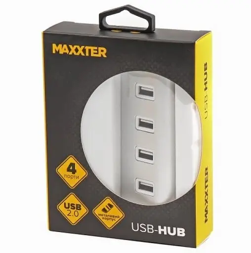 USB-Хаб Maxxter USB 2.0 4хUSB2.0 Silver (HU2A-4P-01) - фото 4