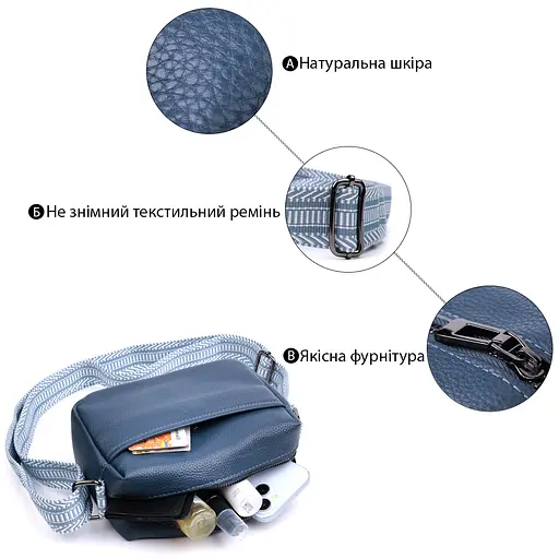 Жіноча шкіряна сумка Vintage 20,5х14х8,5 см 000301387 - фото 4