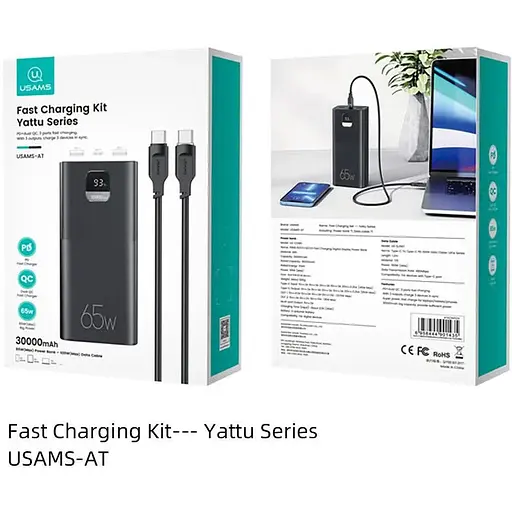 Powerbank USAMS для ноутбука телефона быстрая зарядка QC3.0 PD3.0 30000 mAh 65W - фото 10