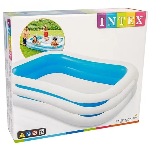 Басейн сімейний 56483 Intex прямокутний, 2 кільця, 749 л, 262-175-56см, в коробці (6903100014011) - фото 3