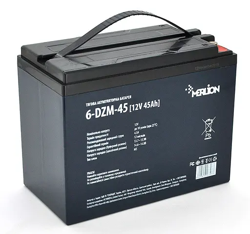 Аккумуляторная батарея тяговая AGM MERLION 6DZM-45M5 12 V 45 Ah - фото 1