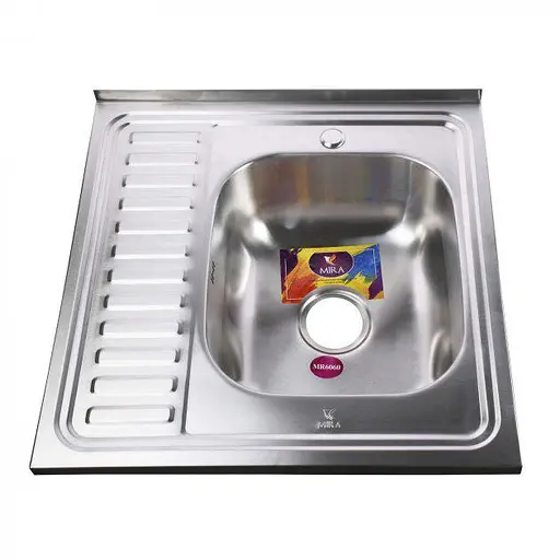 Мойка кухонная Mira New MR 6060 RE Right прямоугольная 600х600х180 мм Satin 30412 - фото 1