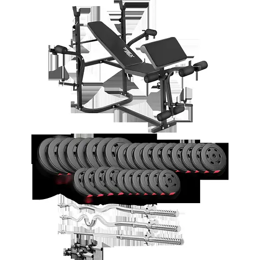 Набір Hop-Sport Premium 173кг з лавою TX-020, штангами та гантелями