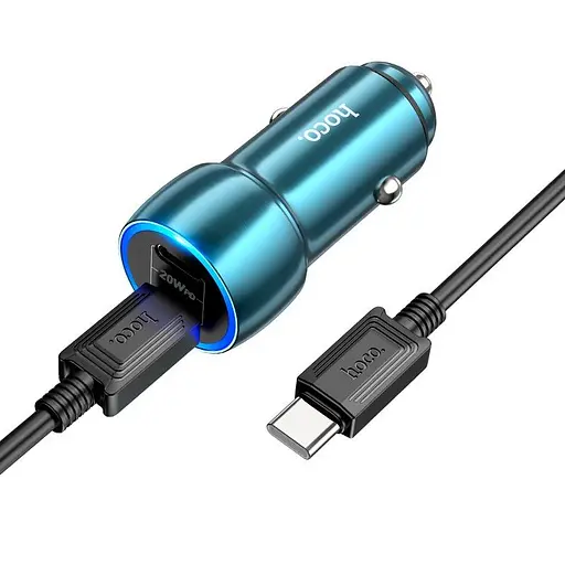 Адаптер автомобильный Type-C to Type-C Cable Tough dual port car charger Z48 синий - фото 6