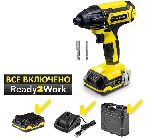 Шуруповерт импульсный аккумуляторный Trotec PIDS 10-20V с АКБ и ЗП+кейс (4410000601) - фото 3