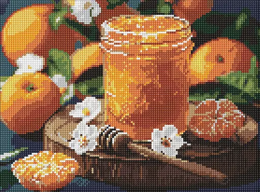 Набір з алмазною мозаїкою на підрамнику Мандаринове варення Ideyka AMO8128, 30x40 см