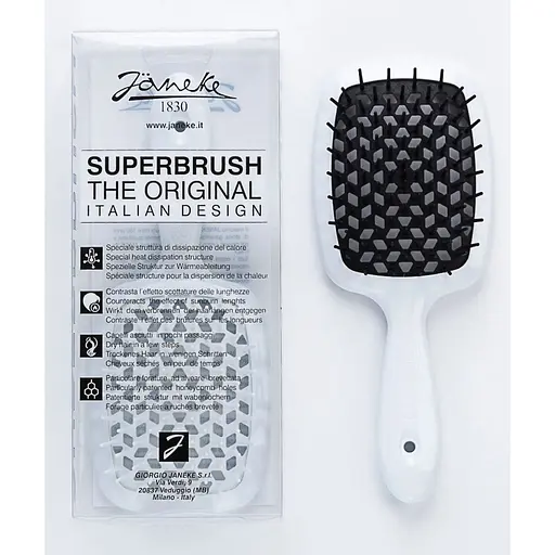 Щітка для волосся Janeke Superbrush Standard біла з чорним - фото 2